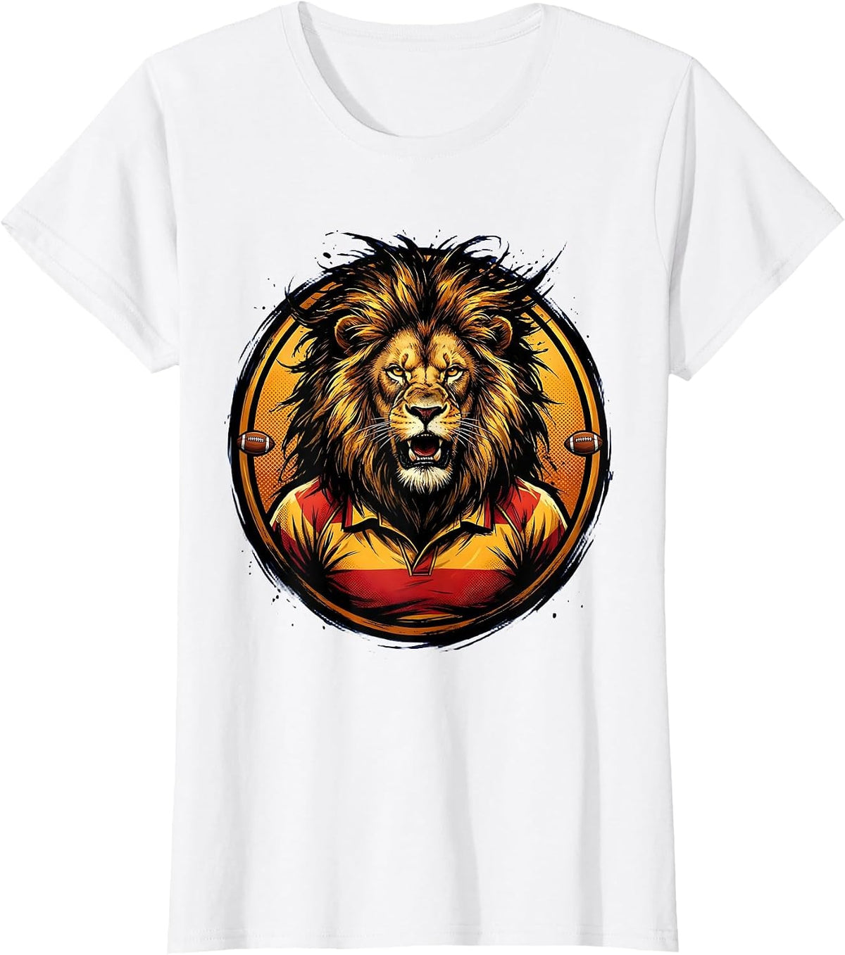 Lioness Rugby Player Graphic Design T-Shirt - White