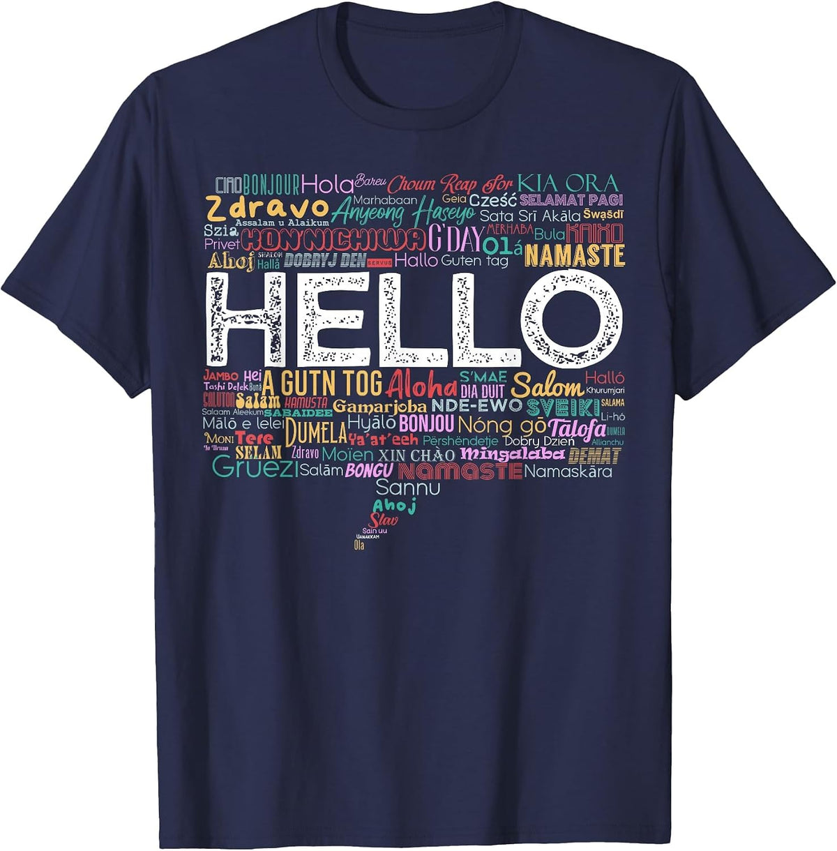 Start with Hello Different World Language Learning Teacher T-Shirt - Navy Blue