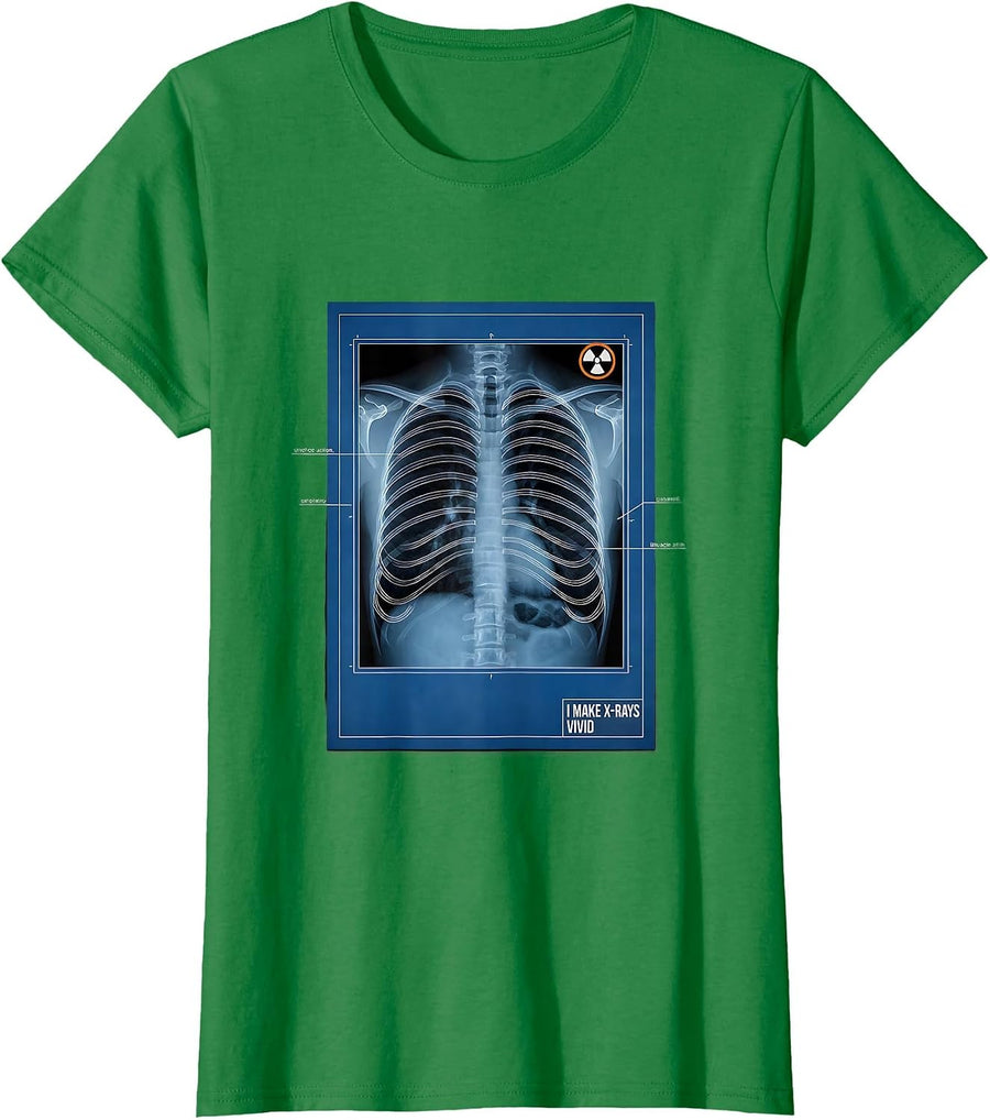 Women's I Make X-Rays Vivid Technical Blueprint Radiology Tech Rad T-Shirt - Kelly Green