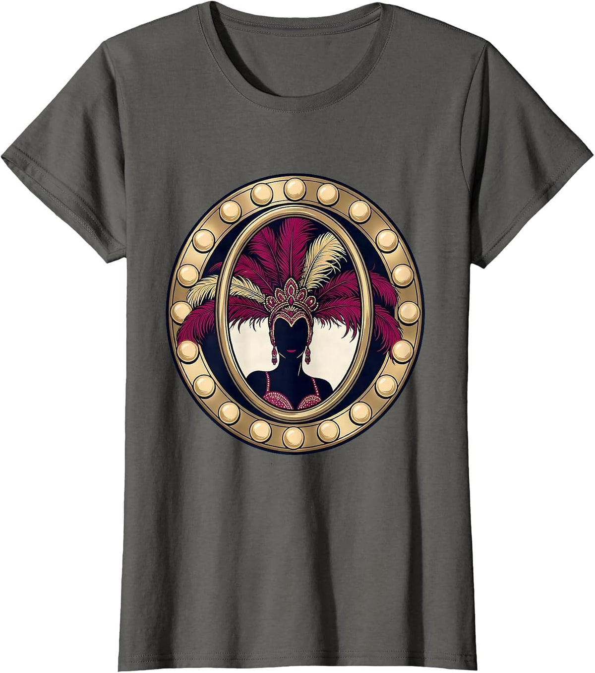Women's Showgirl Dressing Room Mirror Reflection Graphic T-Shirt - Asphalt Grey