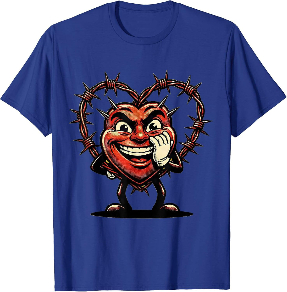 Barbed Wire Heart Graphic Design T-Shirt - Royal Blue