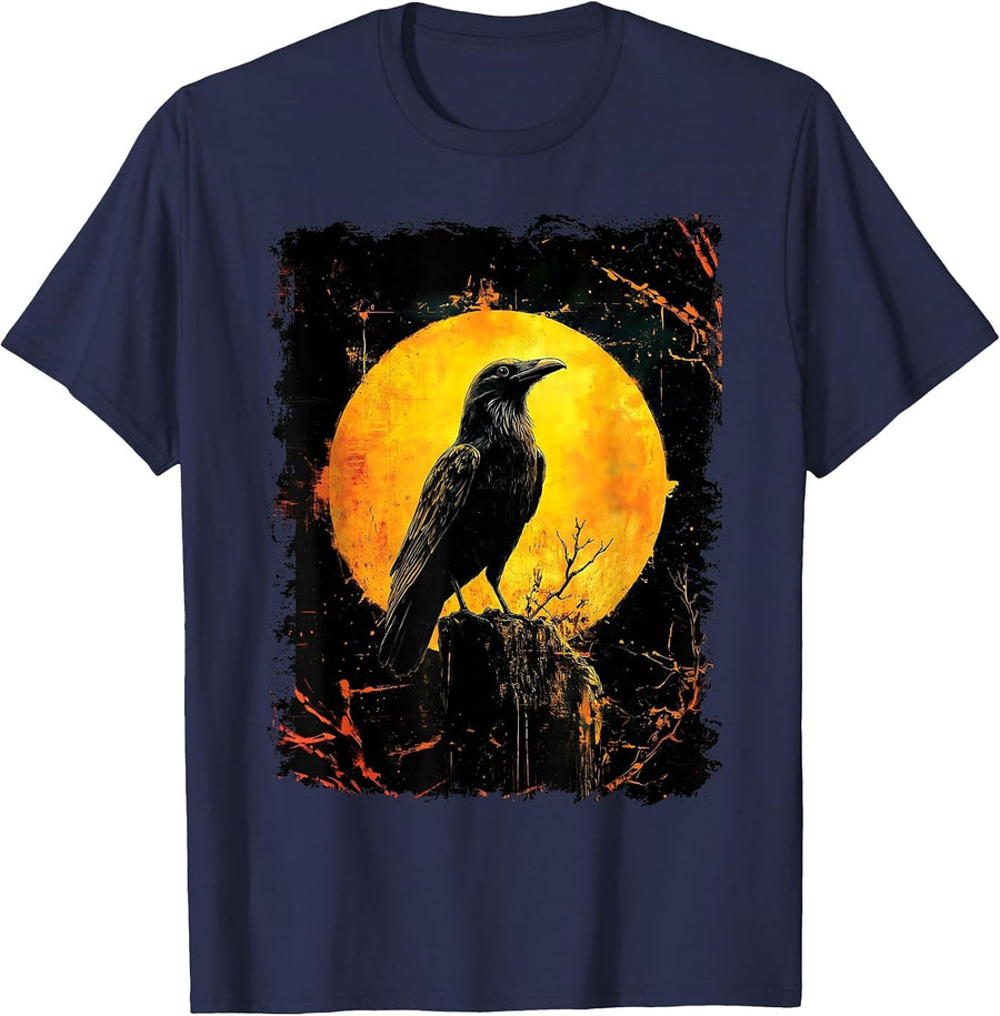 Gothic Raven T-Shirt - Navy Blue