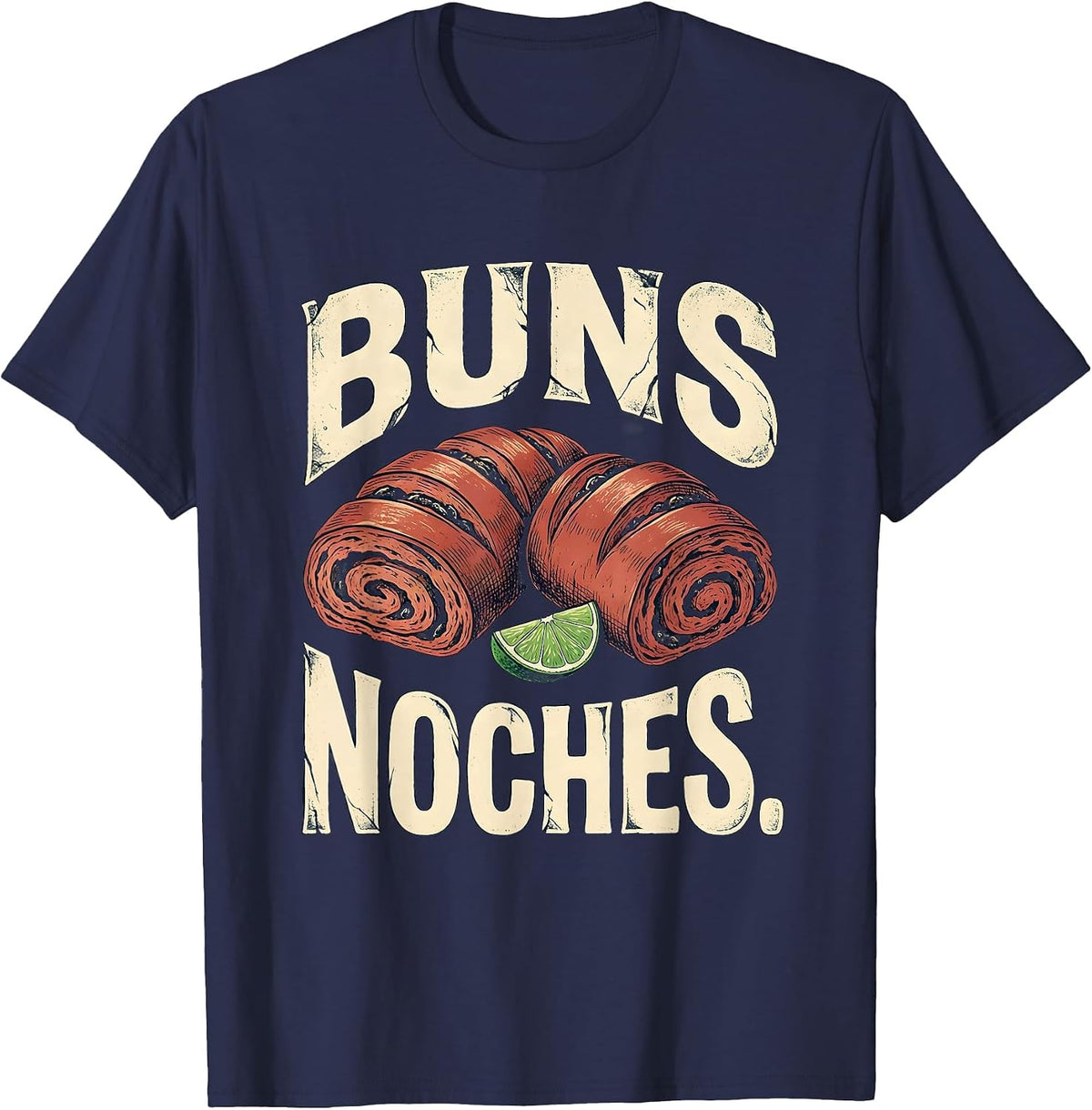 Men's Buns Noches Vintage Cinco De Mayo Spanish Pun Party Humor T-Shirt - Navy Blue