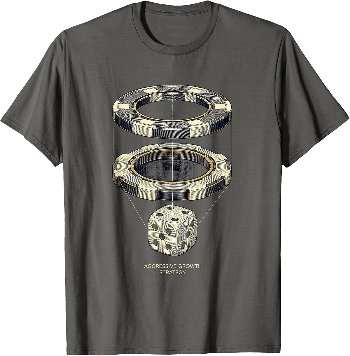 Aggressive Growth Strategy Punny Casino Gambling Humor T-Shirt - Asphalt Grey
