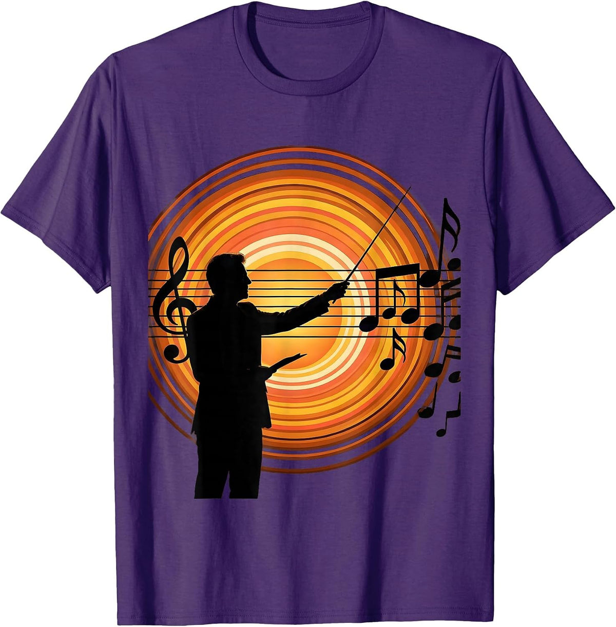 Music Teacher Chalkboard Staff Lines Illustration T-Shirt - Purple