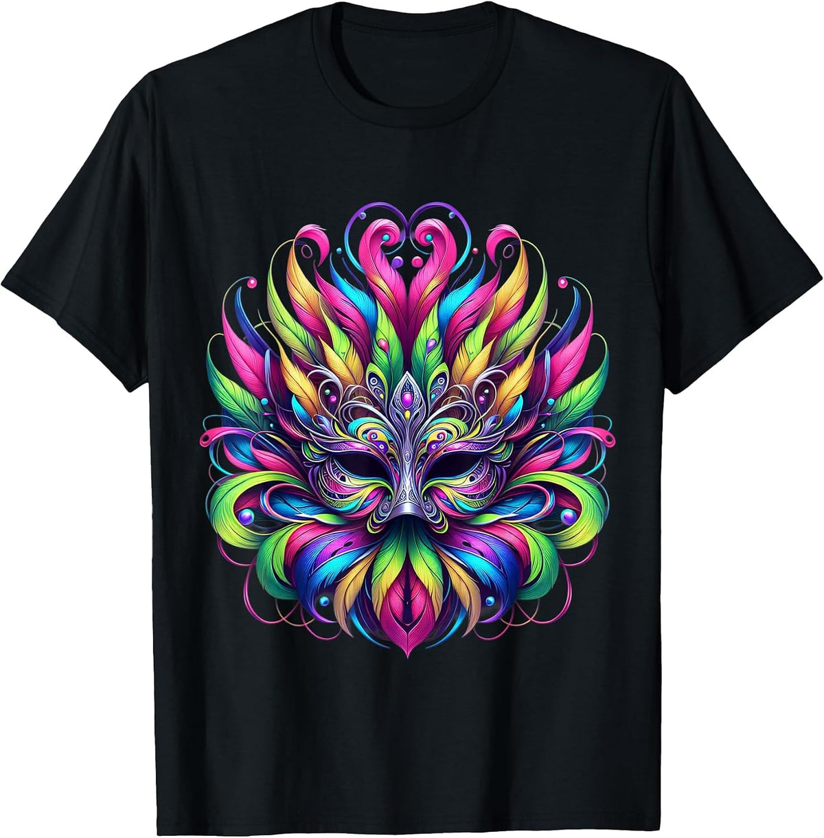 Mardi Gras Mask Carnival Rio T-Shirt - Black