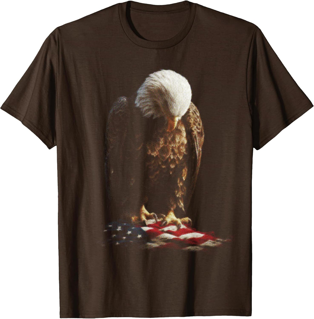 Symbolic Eagle of Liberty American Flag Art T-Shirt - Brown