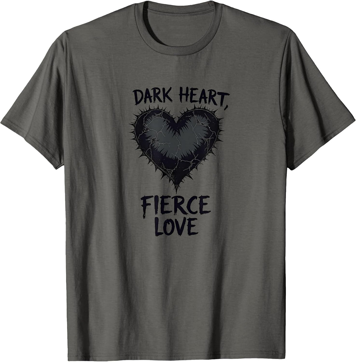 Dark Heart Fierce Love Gothic Romance Design T-Shirt - Asphalt Grey