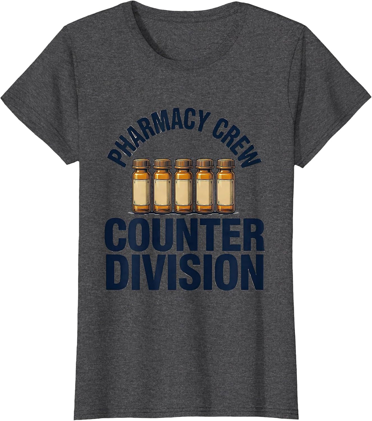 Women's Pharmacy Crew Counter Division Funny Pharmacy Tech Gift T-Shirt - Dark Heather Grey