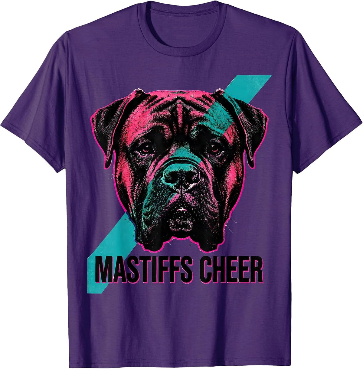 Mastiffs Cheer Risograph School Spirit Mascot Team Pride T-Shirt - Purple