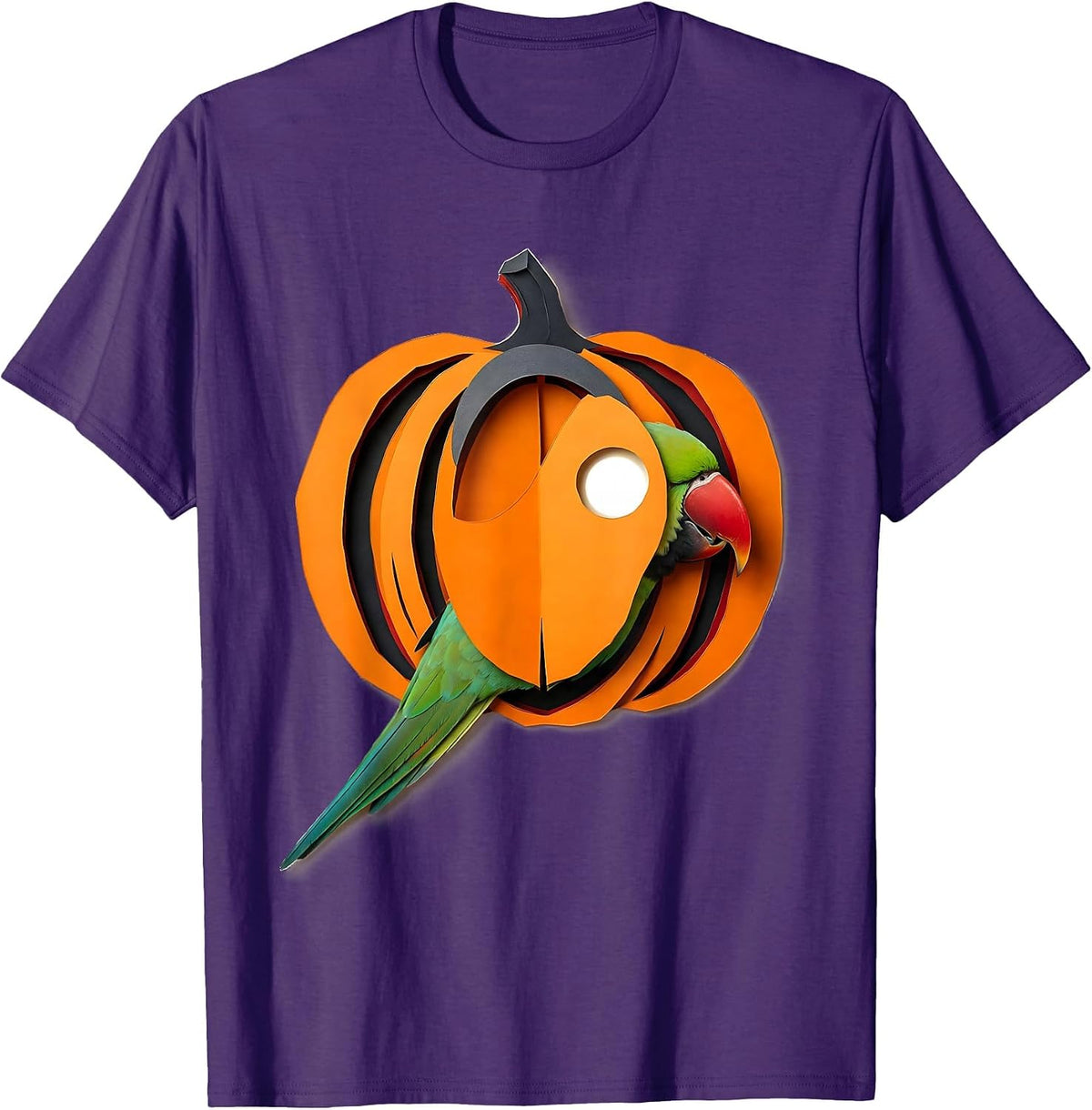 Jack-O-Lantern Parakeet Funny Bird Lover Halloween Costume T-Shirt - Purple