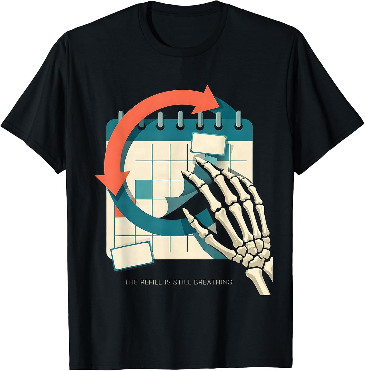 Men's The Refill Is Still Breathing Funny Pharmacy Tech Halloween T-Shirt - Black