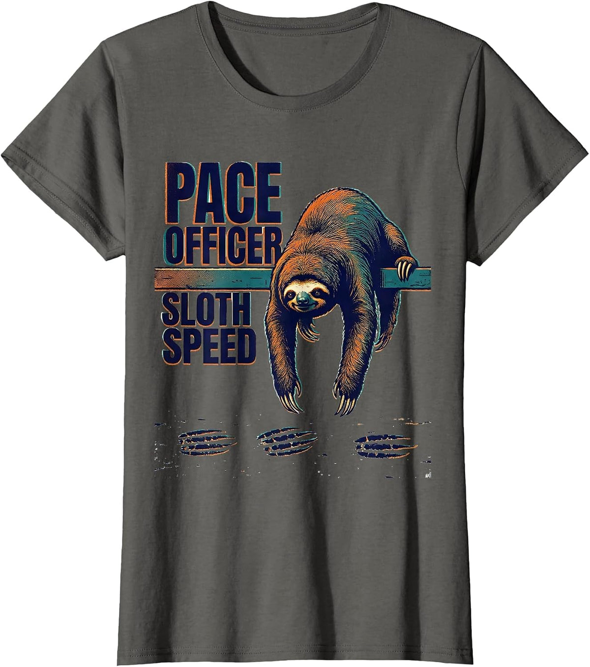 Women's Pace Officer Sloth Speed Funny Sloth Lover Gift Humor T-Shirt - Asphalt Grey