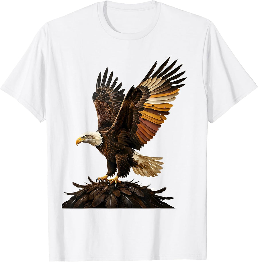 Men's Bald Eagle Paper Cutout Mascot Pride Faith Gift T-Shirt - White