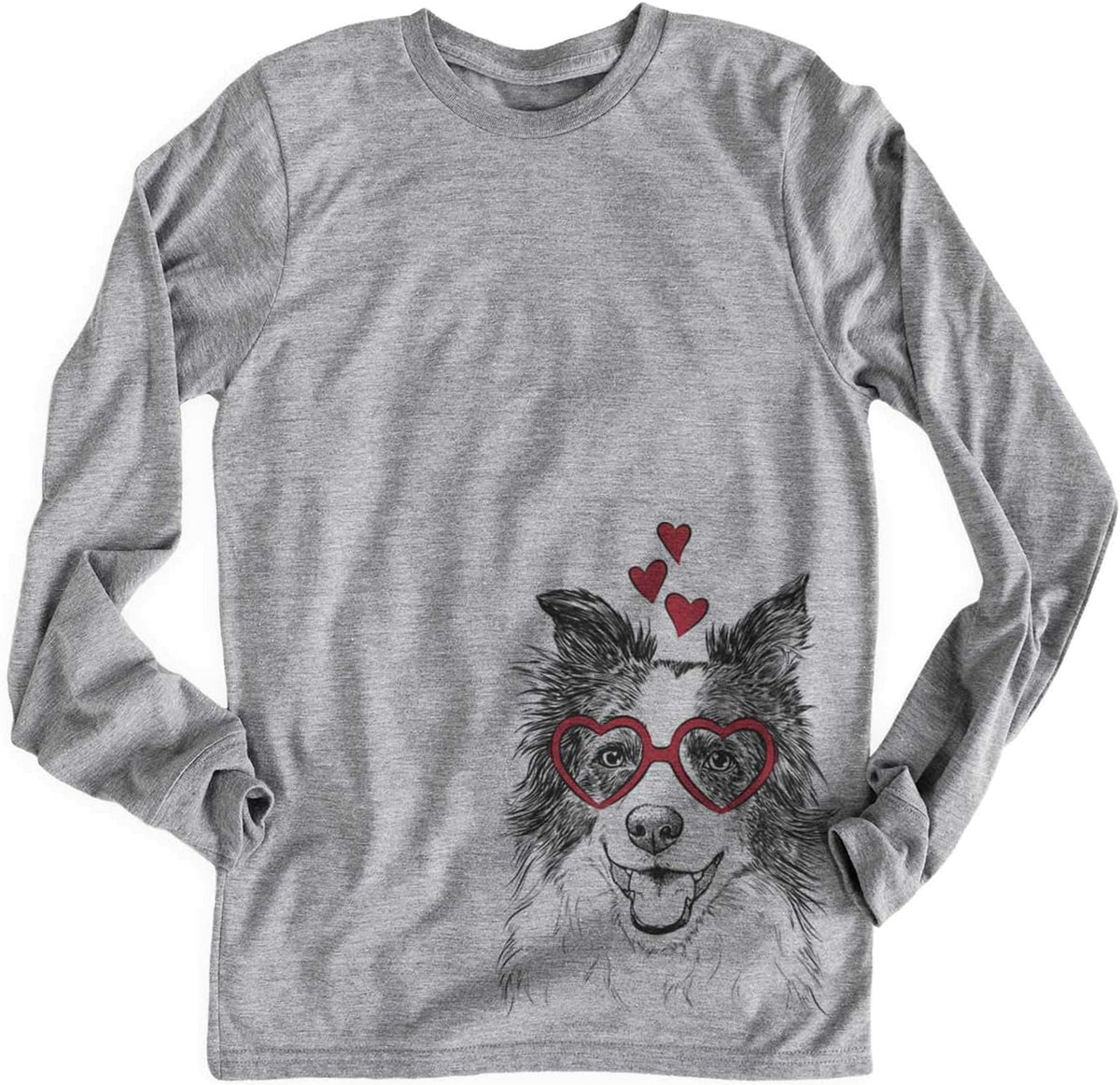 Inkopious Valentine Kylee the Border Collie Dog Triblend T-Shirt - Unisex Unisex Long Sleeve