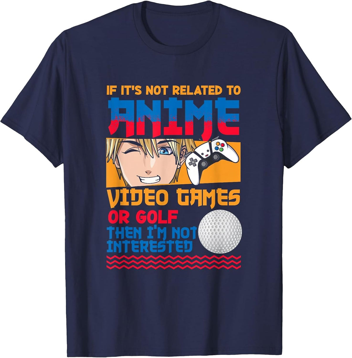 Anime Video Games Golf Japanese Japan Anime Gamer Otaku T-Shirt - Navy Blue