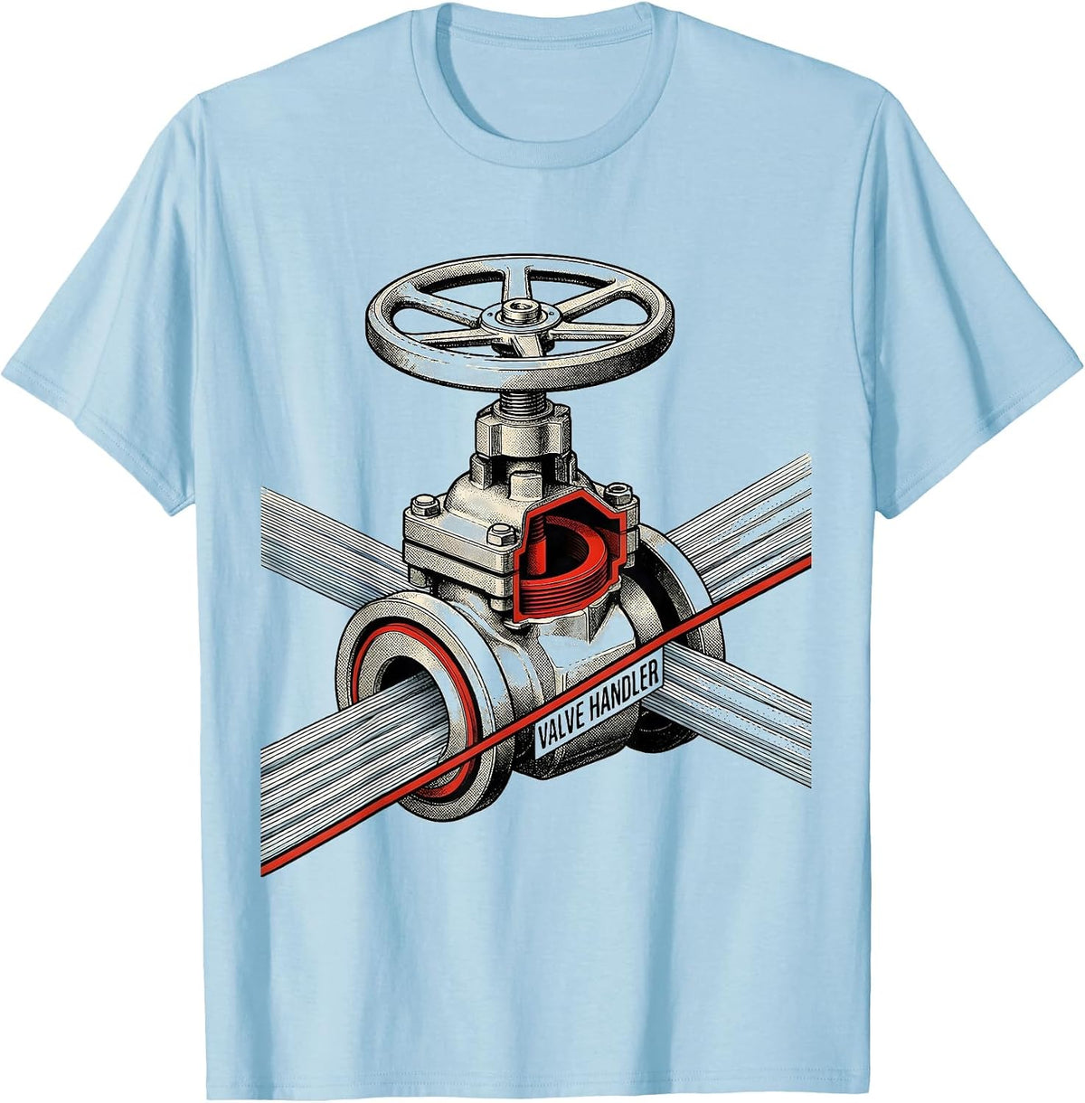 Men's Valve Handler Funny Plumber Pipefitter Occupational Humor T-Shirt - Baby Blue