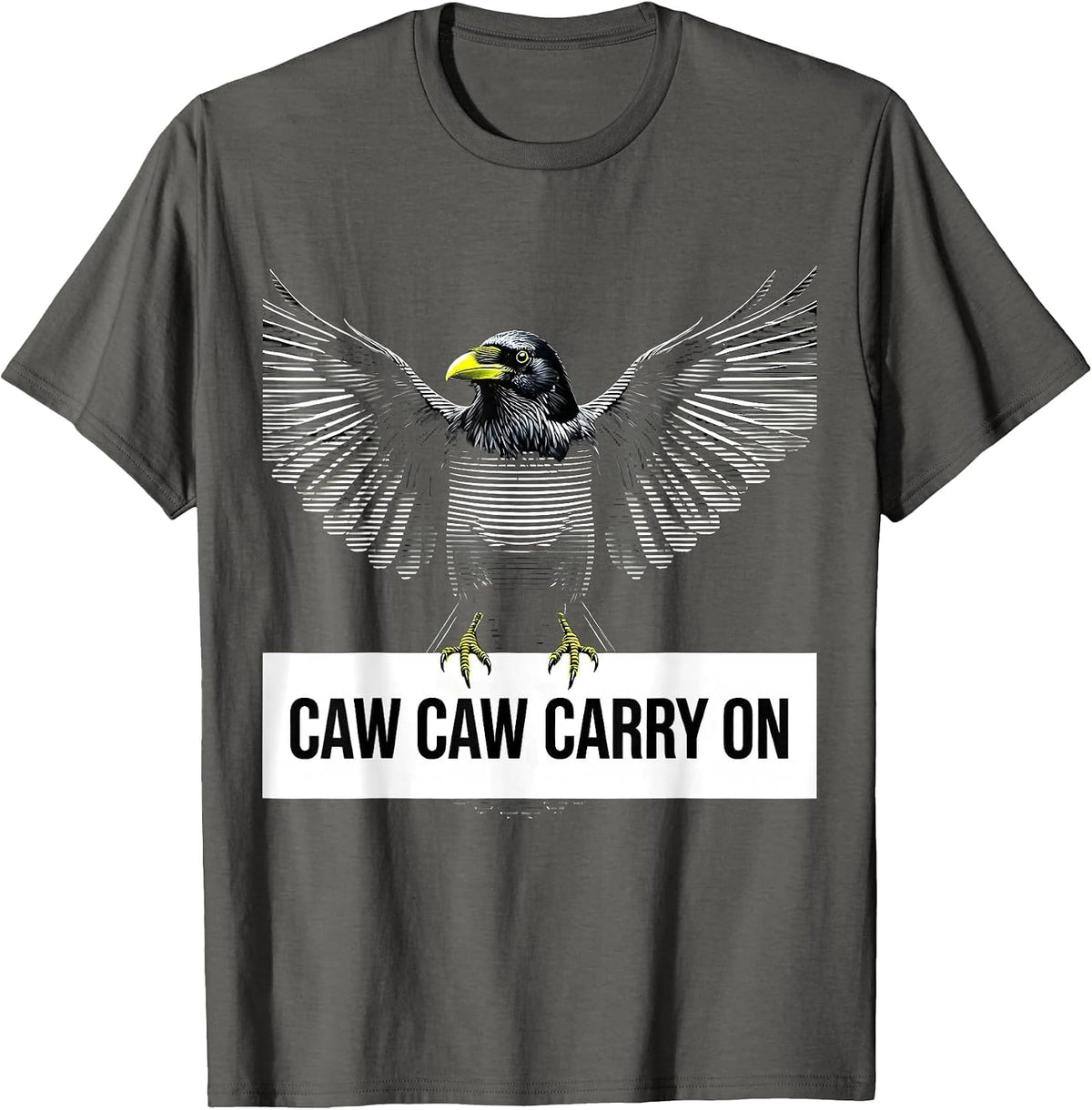 Caw Caw Carry On Funny Crow Design T-Shirt - Asphalt Grey