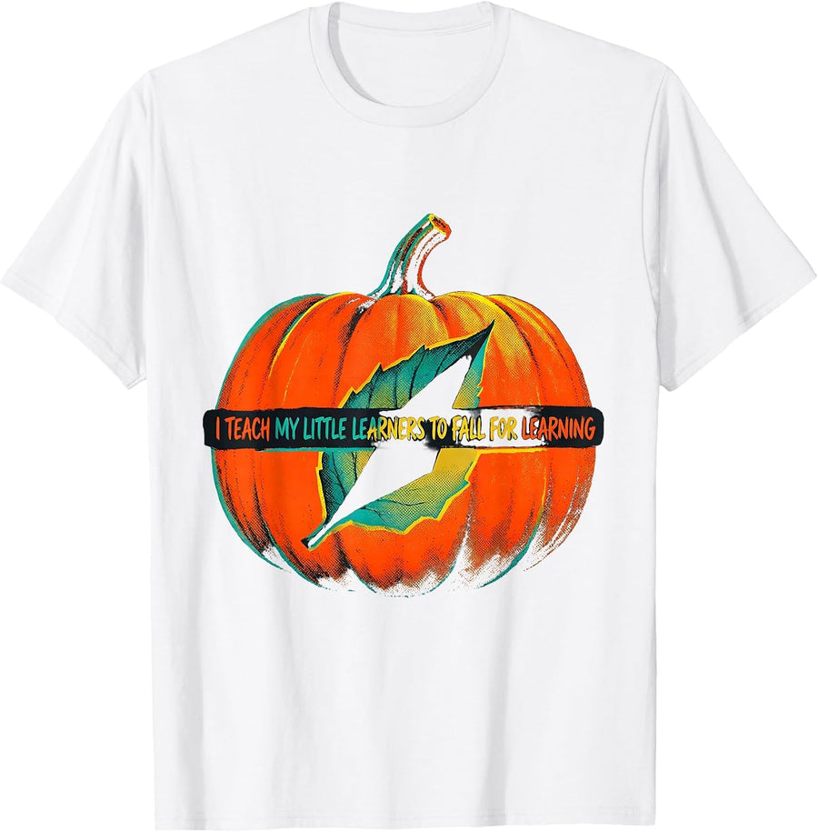 Men's I Teach My Little Learners To Fall For Learning Teacher T-Shirt - White