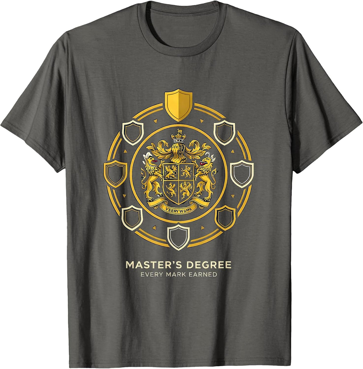 Master's Degree, Every Mark Earned Funny Graduation Gift T-Shirt - Asphalt Grey