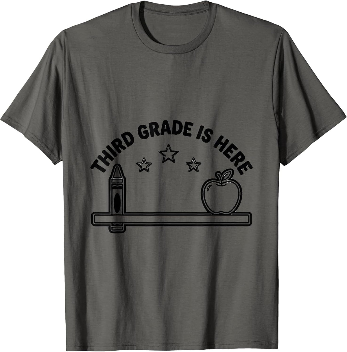 Men's Third Grade Is Here Playful Teacher Back To School Grade T-Shirt - Asphalt Grey