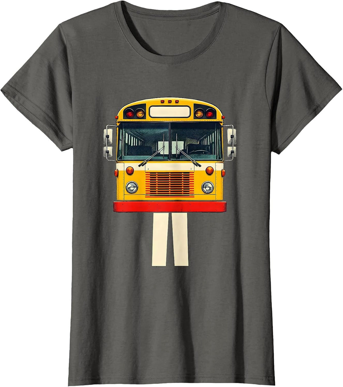 Women's School Bus Driver Funny Costume Back to School T-Shirt - Asphalt Grey
