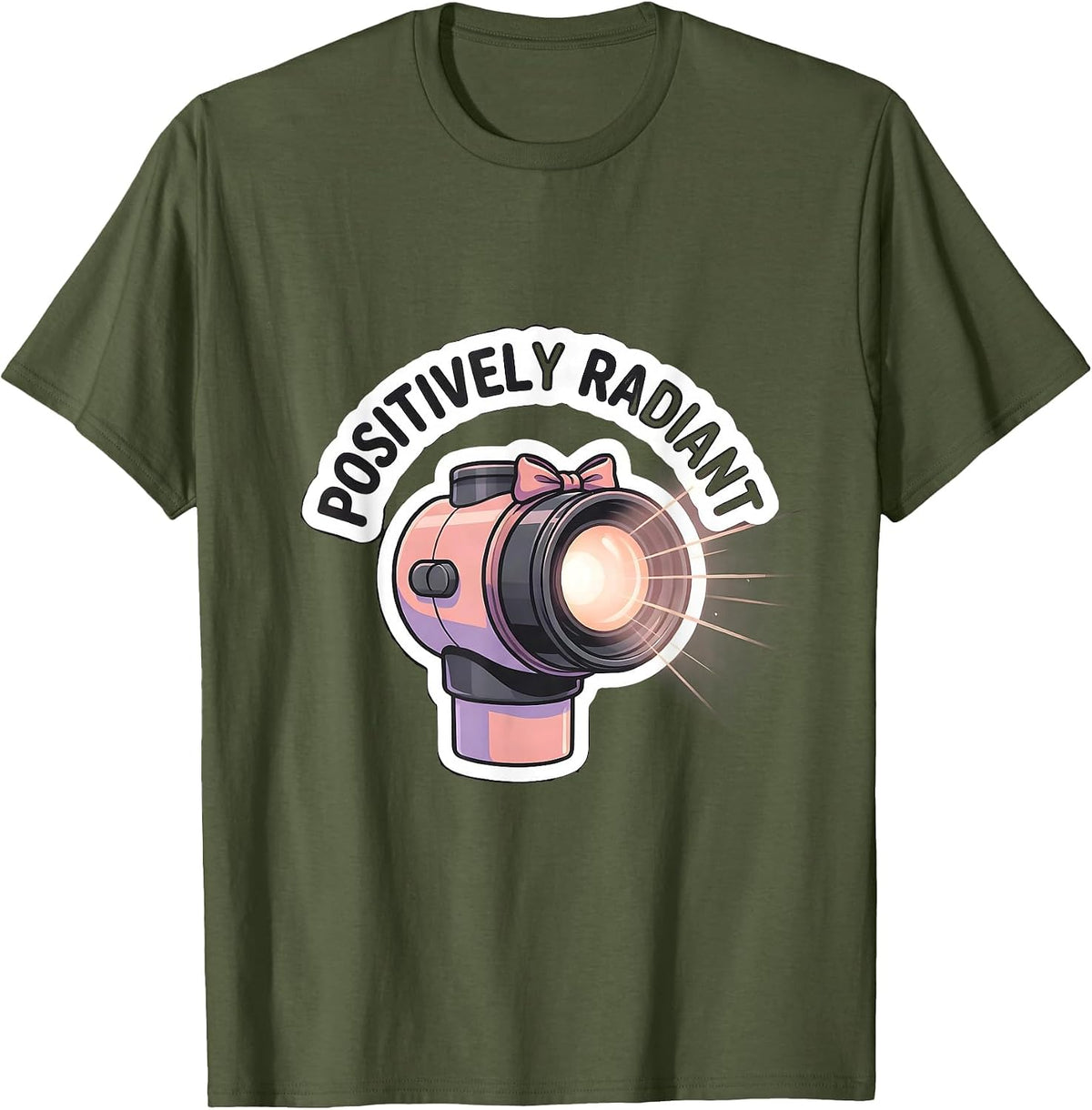 Positively Radiant Cute Radiology Tech Coquette Bow X-ray T-Shirt - Olive Green