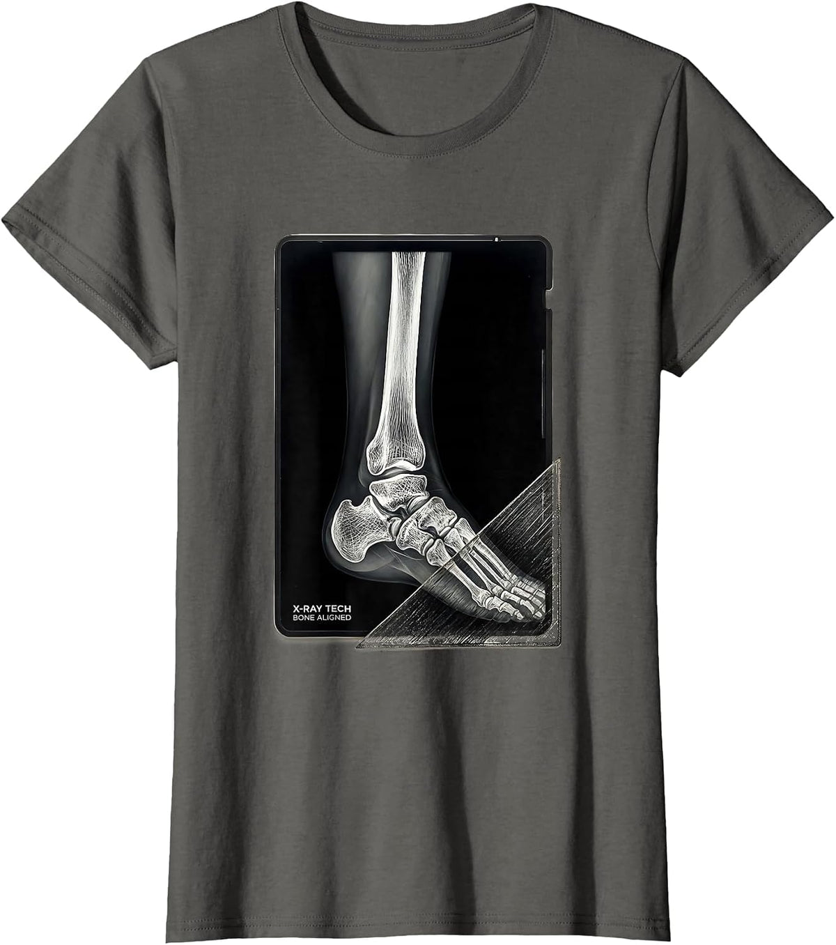 Women's X-Ray Tech Bone Aligned Scratchboard Radiology Technologist T-Shirt - Asphalt Grey