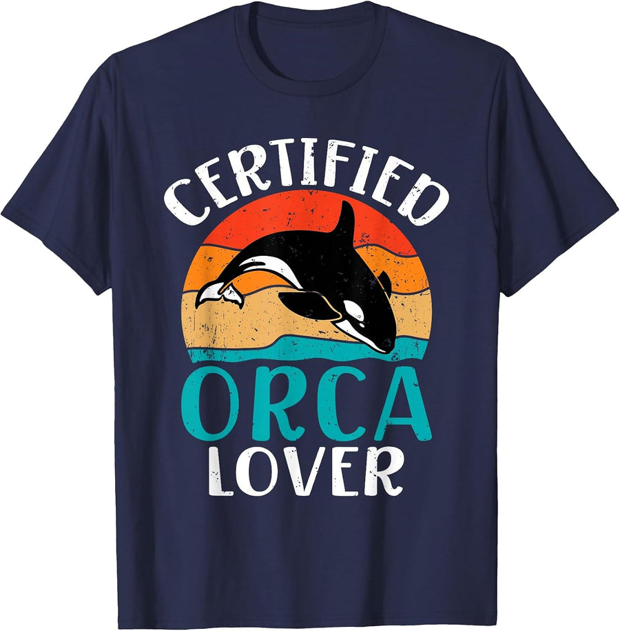 Certified Orca Lover Orca Whale T-Shirt - Navy Blue