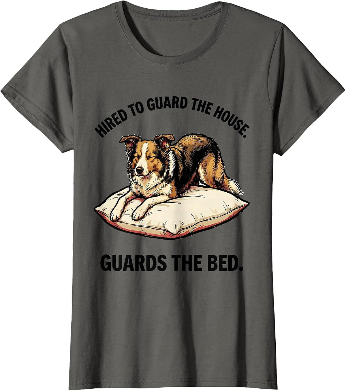 Women's Hired To Guard The House Guards The Bed Dog Owner T-Shirt - Asphalt Grey