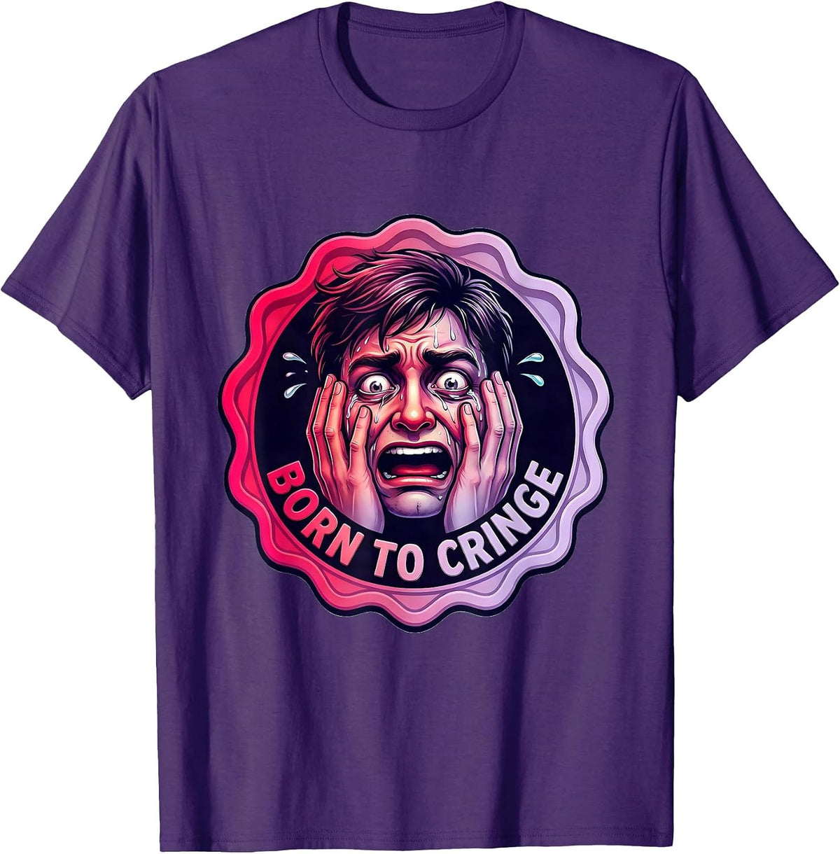 Men's Born to Cringe Embarrassing Humor Design T-Shirt - Purple