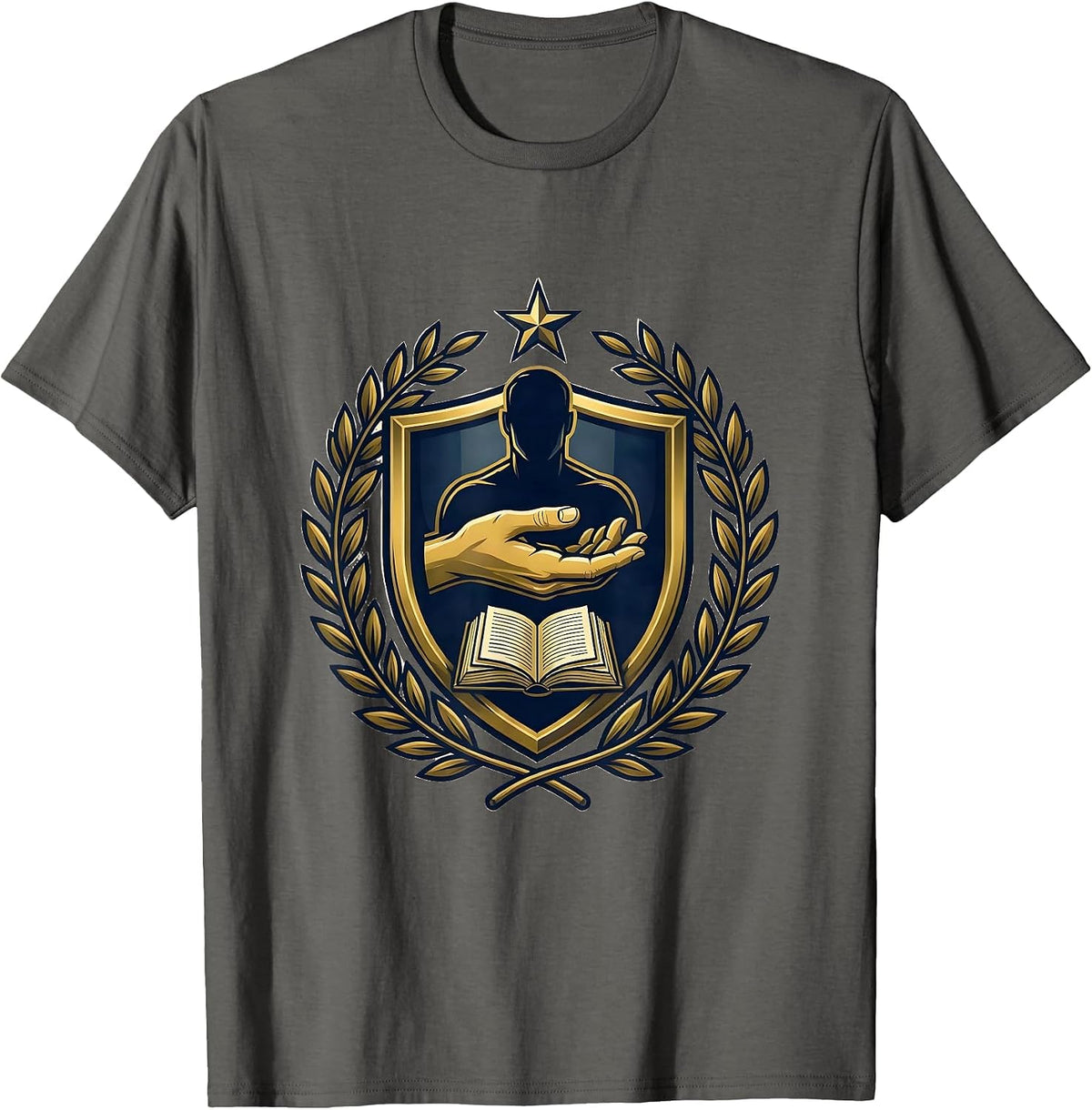 Men's Paraprofessional Supportive Hand Graphic Design T-Shirt - Asphalt Grey