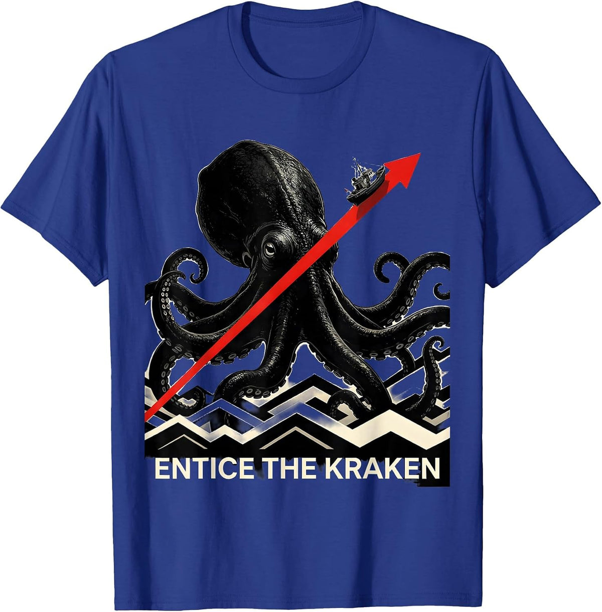 Entice The Kraken Constructivist Poster Octopus Lover T-Shirt - Royal Blue