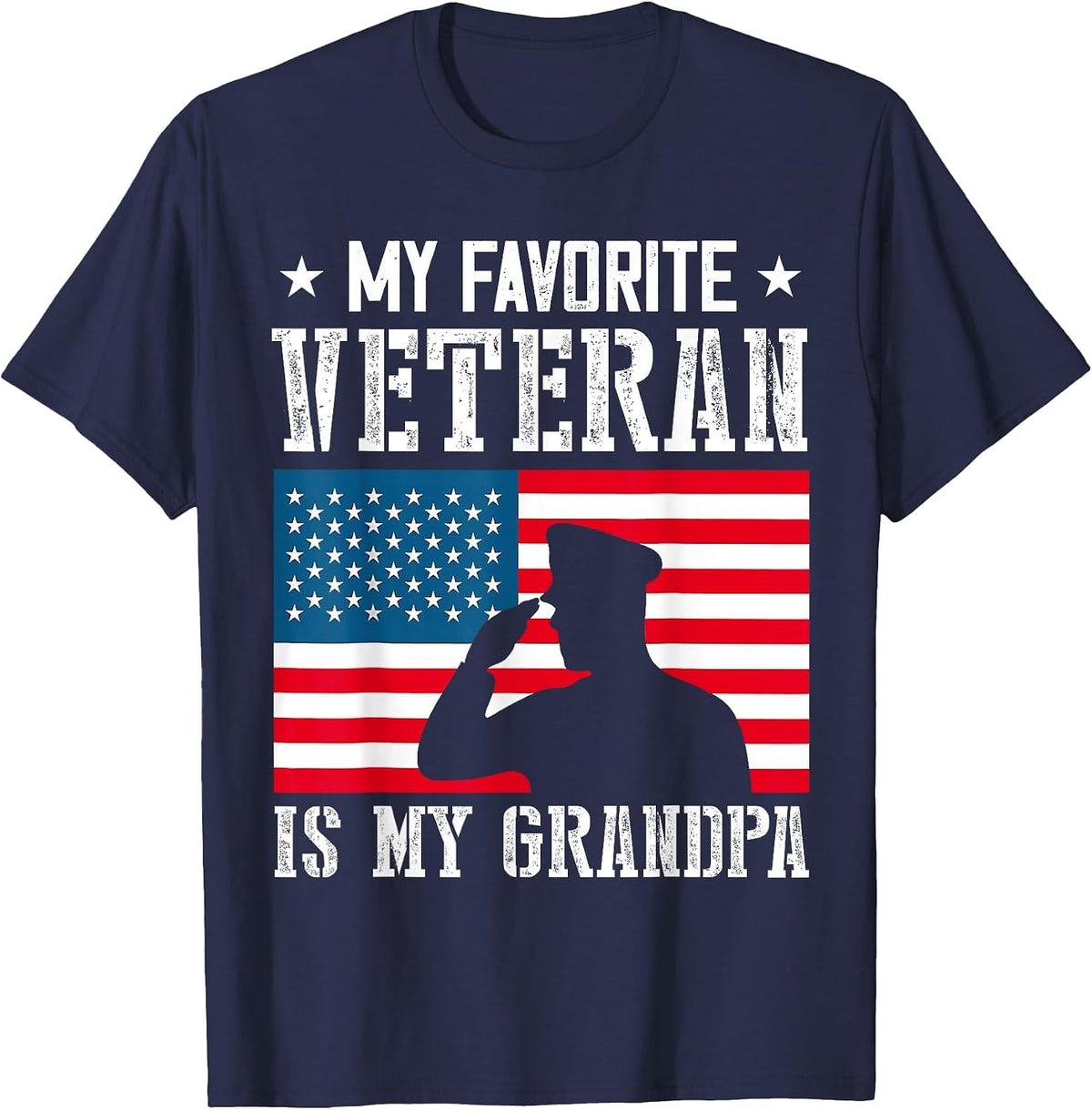 My Favorite Veteran is My Grandpa Veterans Day Thank You T-Shirt - Navy Blue
