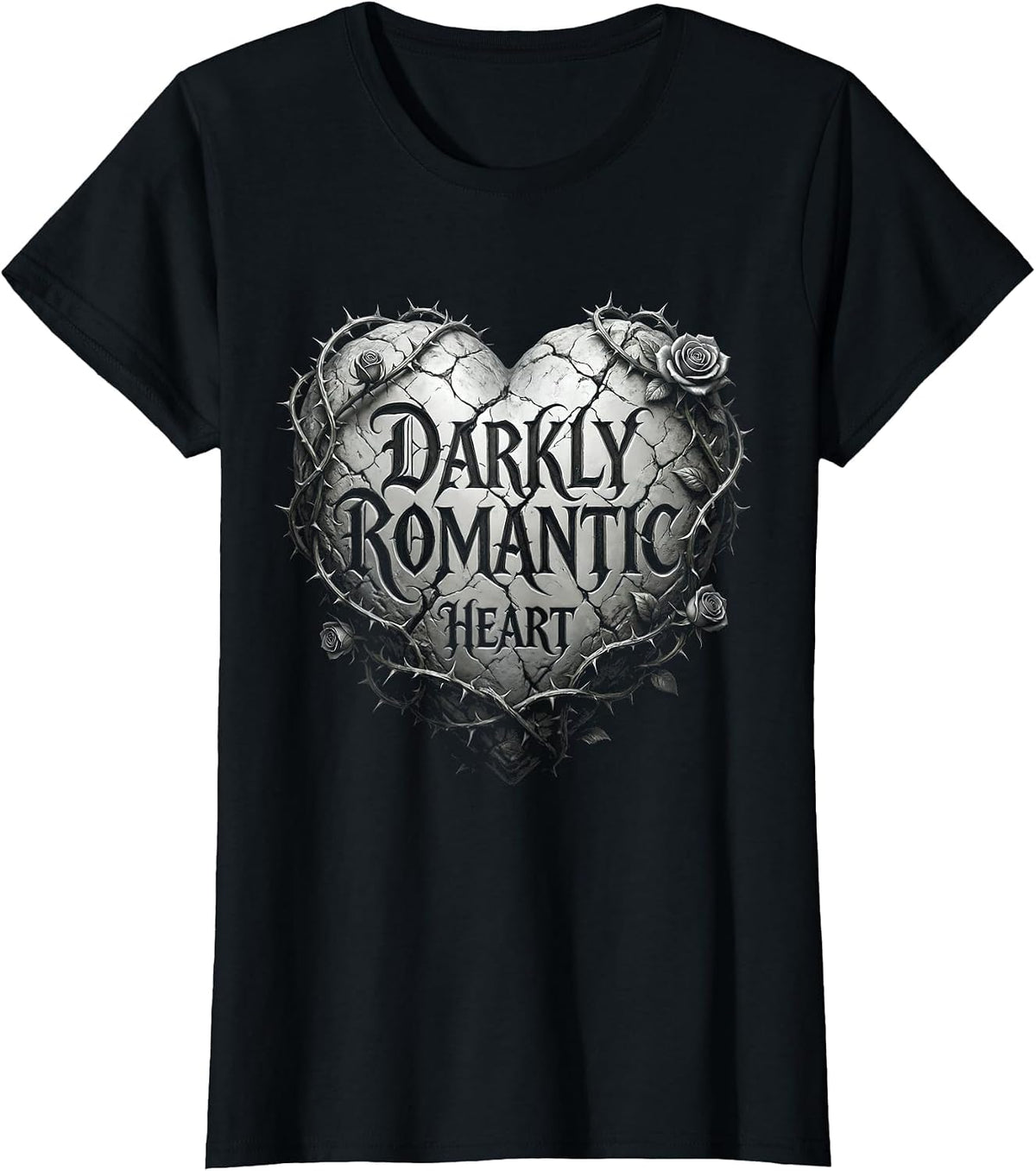 Darkly Romantic Heart Gothic Women Design T-Shirt - Black