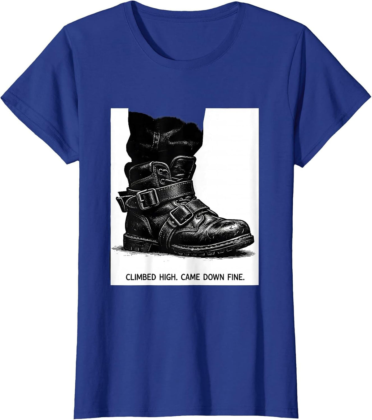 Women's Climbed High Came Down Fine Funny Electrician Skeleton Trade T-Shirt - Royal Blue