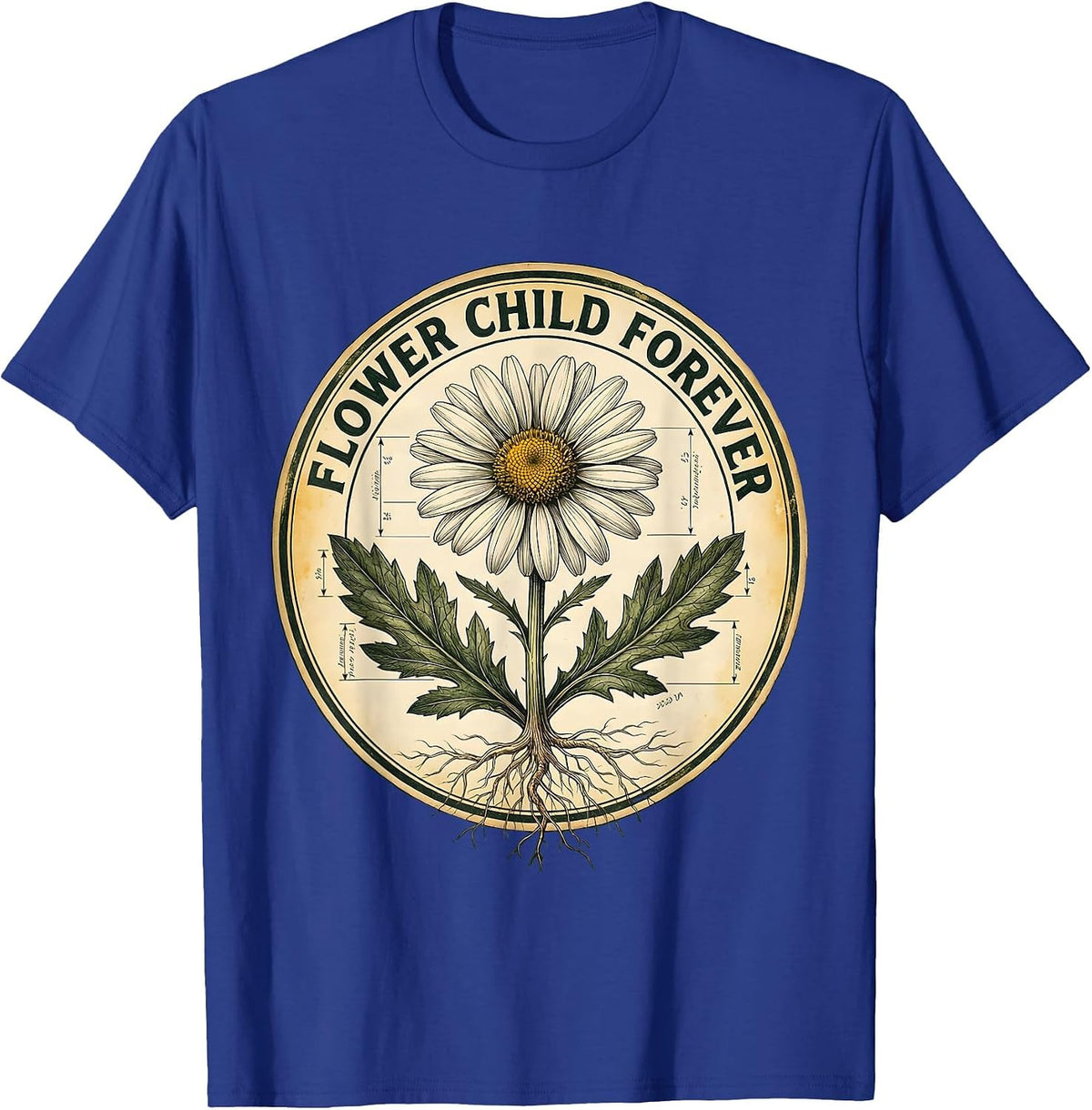 Men's Flower Child Forever Floral Boho Design T-Shirt - Royal Blue