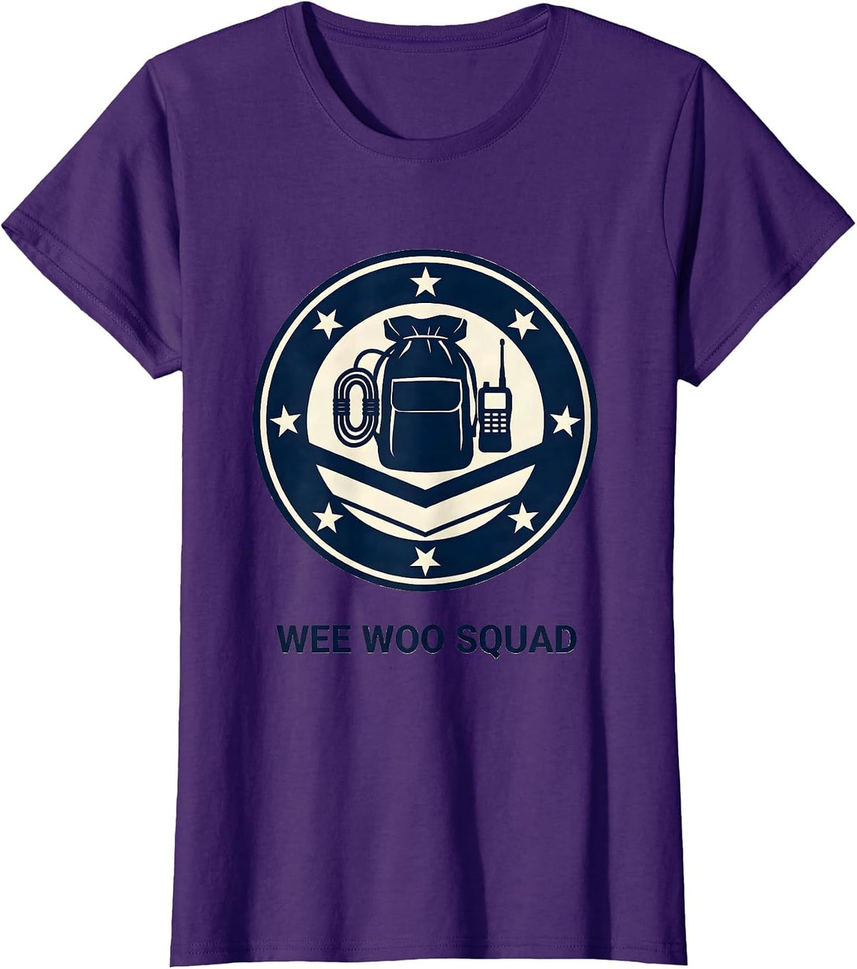 Women's Wee Woo Squad EMS Paramedic EMT Crew Gag Humor T-Shirt - Purple