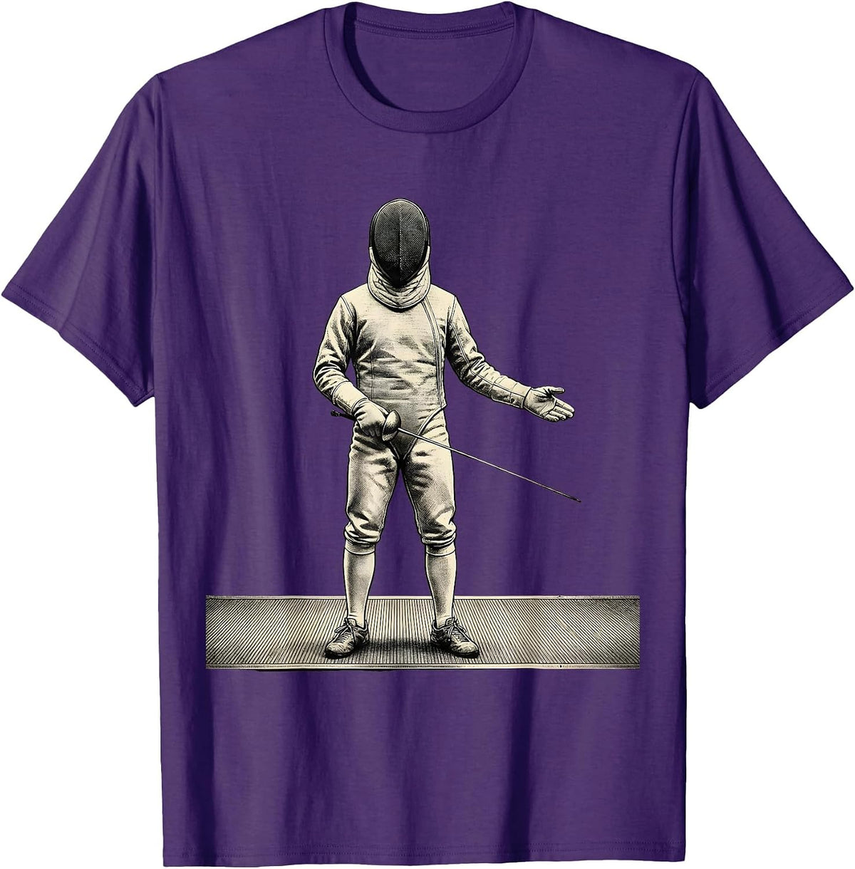 Masked Fencer Vintage Fencing Club Sport Humor T-Shirt - Purple