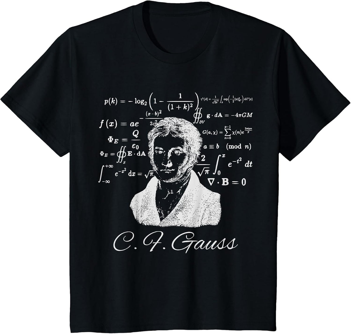 Gauss Math Equation Nerd T-Shirt T-Shirt - Black