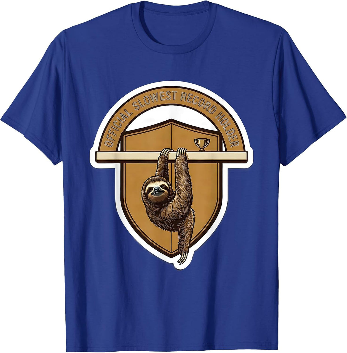 Men's Official Slowest Record Holder Funny Sloth Lover Novelty T-Shirt - Royal Blue