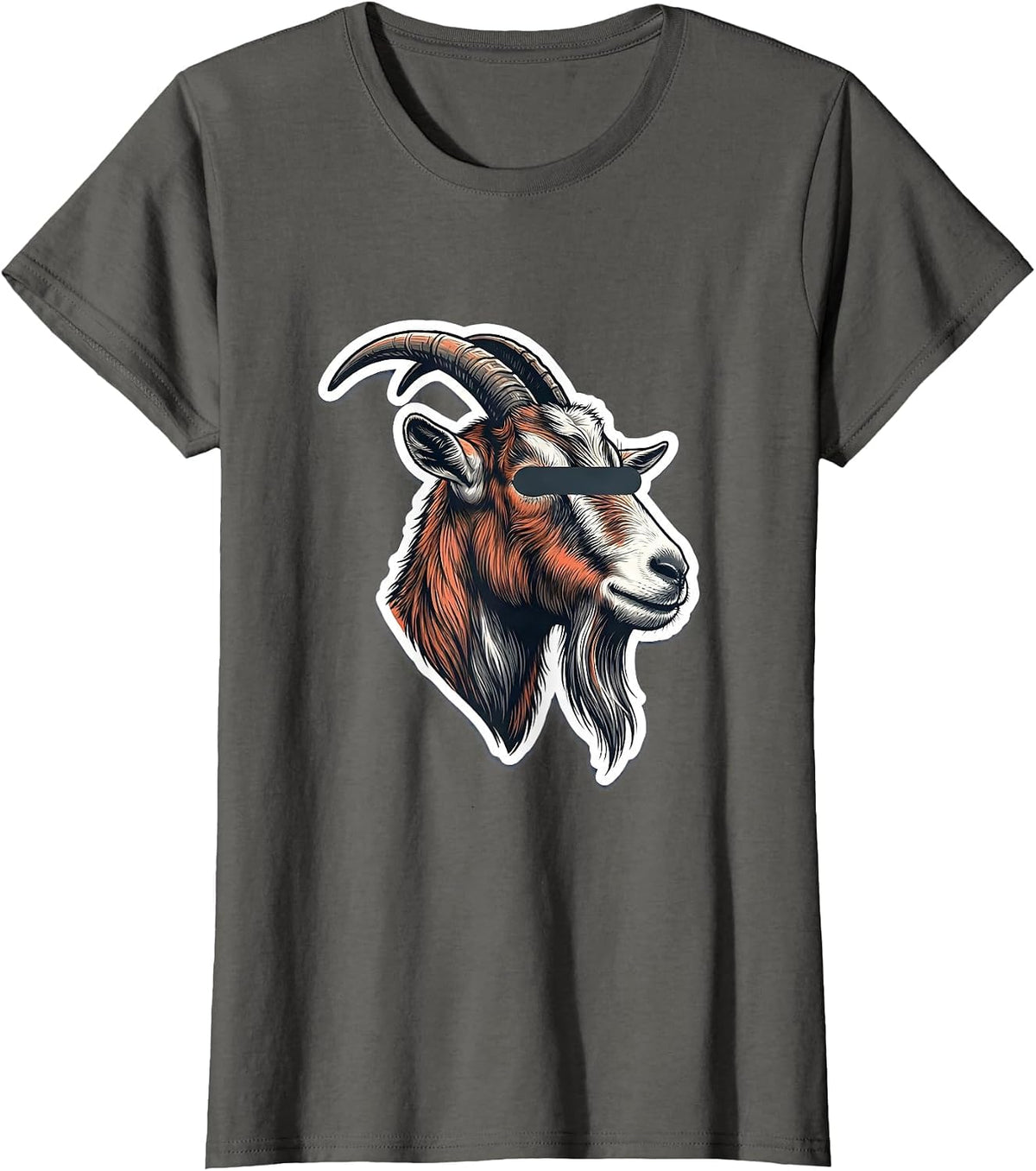 Women's Goat with Sunglasses Novelty Animal Humor T-Shirt - Asphalt Grey