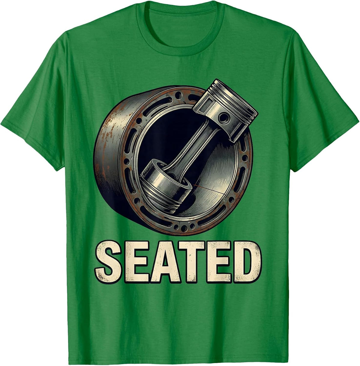 Men's Seated Vintage Car Enthusiast Mechanic Humor T-Shirt - Kelly Green