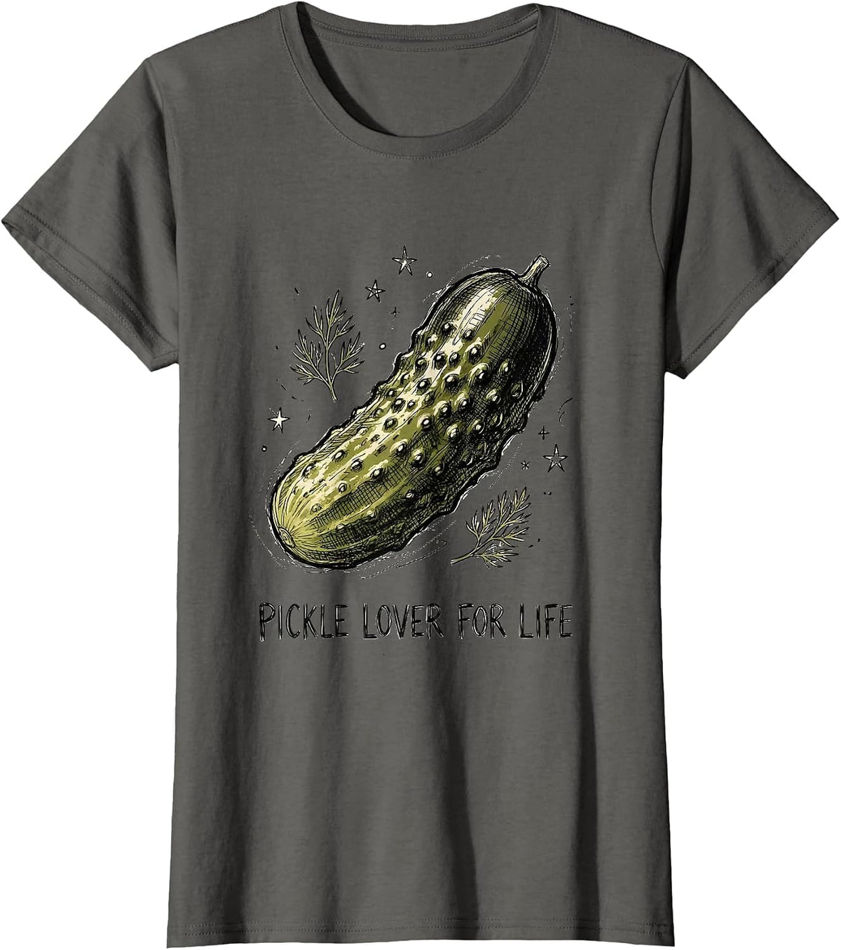 Women's Pickle Lover For Life Funny Pickle Fan Design T-Shirt - Asphalt Grey