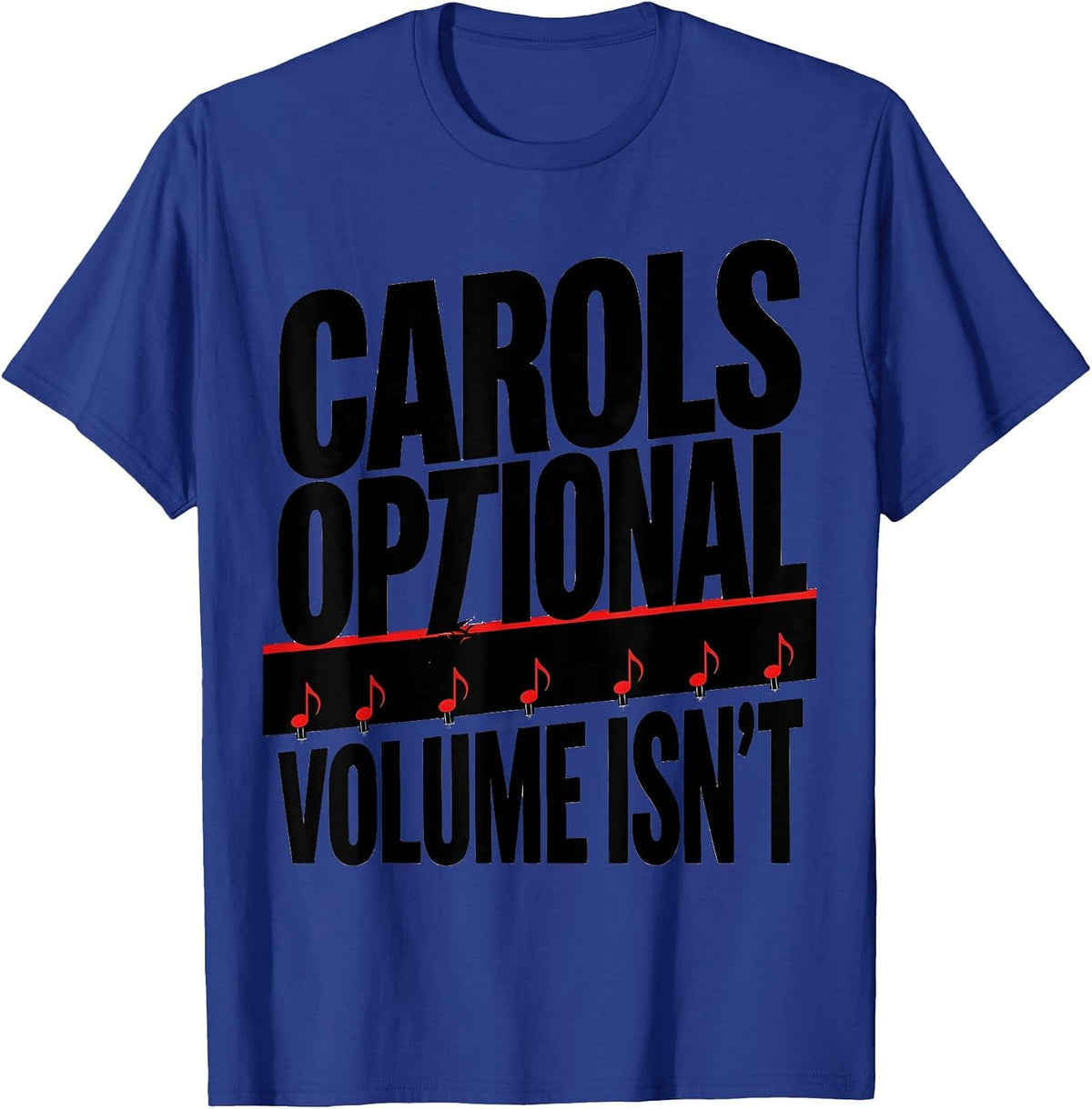 Men's Carols Optional, Volume Isn't Brutalist Heavy Metal T-Shirt - Royal Blue
