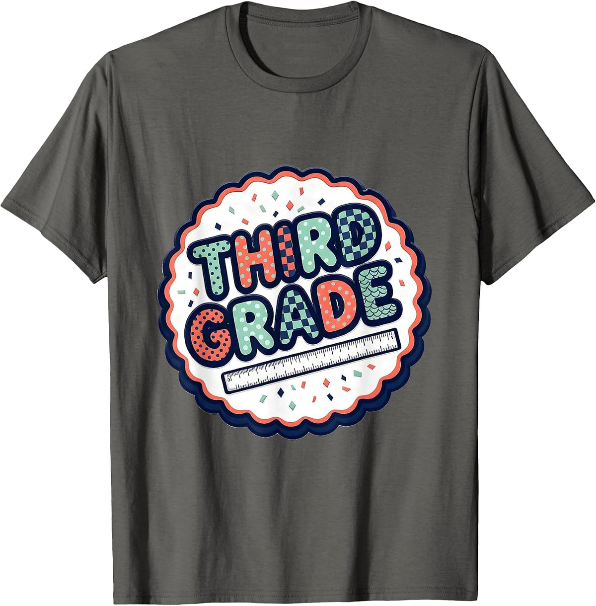Third Grade Playful Back To School Teacher Student T-Shirt - Asphalt Grey