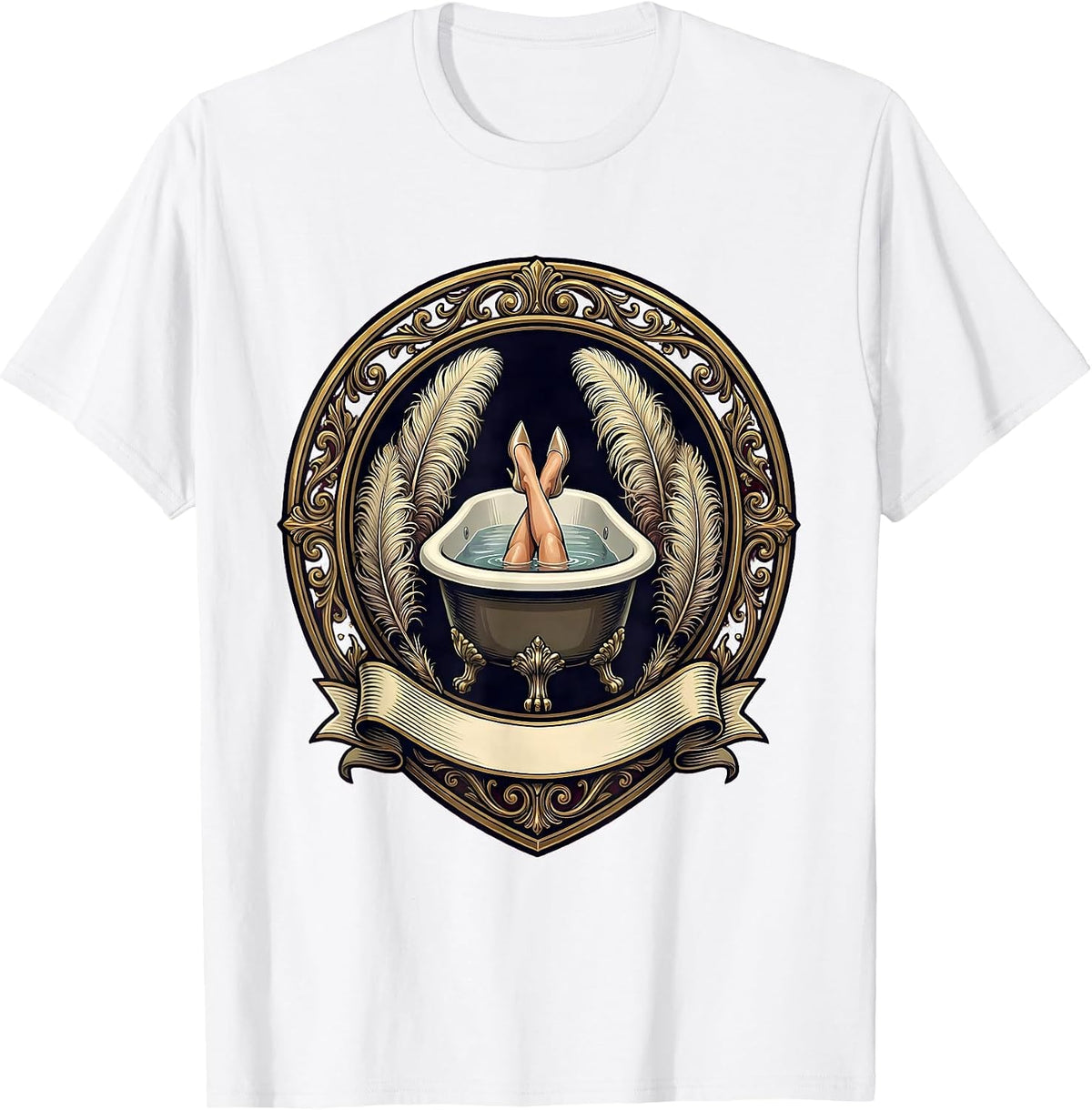 Men's Showgirl Feet Soaking in Tub Backstage Art T-Shirt - White