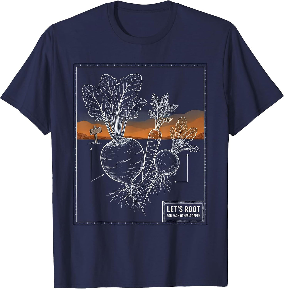Let's Root For Each Other's Depth Gardeners Plant T-Shirt - Navy Blue