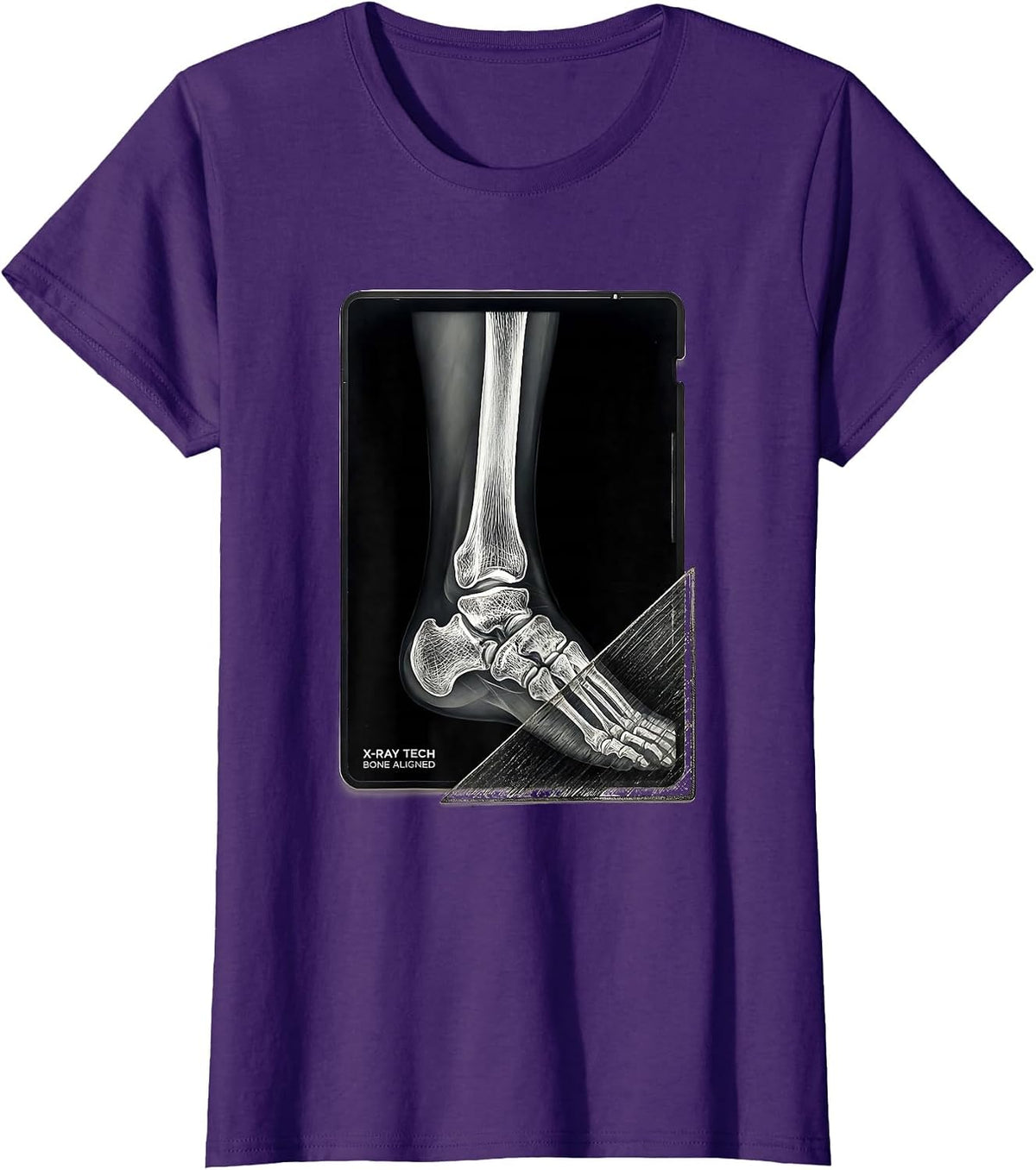 Women's X-Ray Tech Bone Aligned Scratchboard Radiology Technologist T-Shirt - Purple