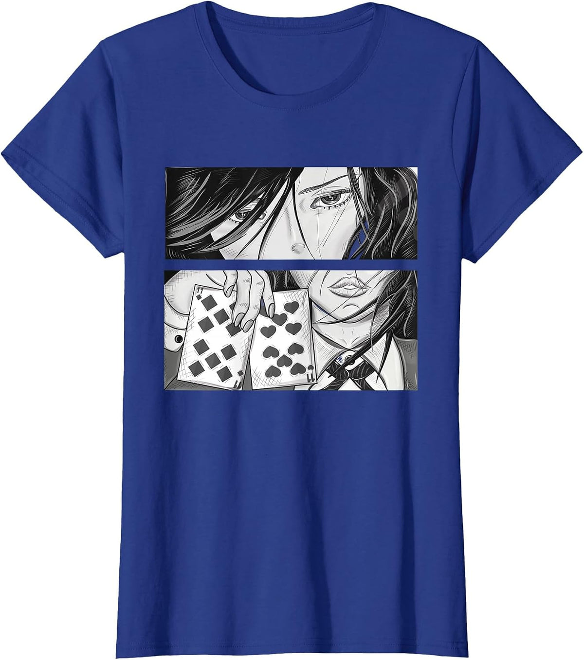 Anime Poker Girl T-Shirt - Royal Blue